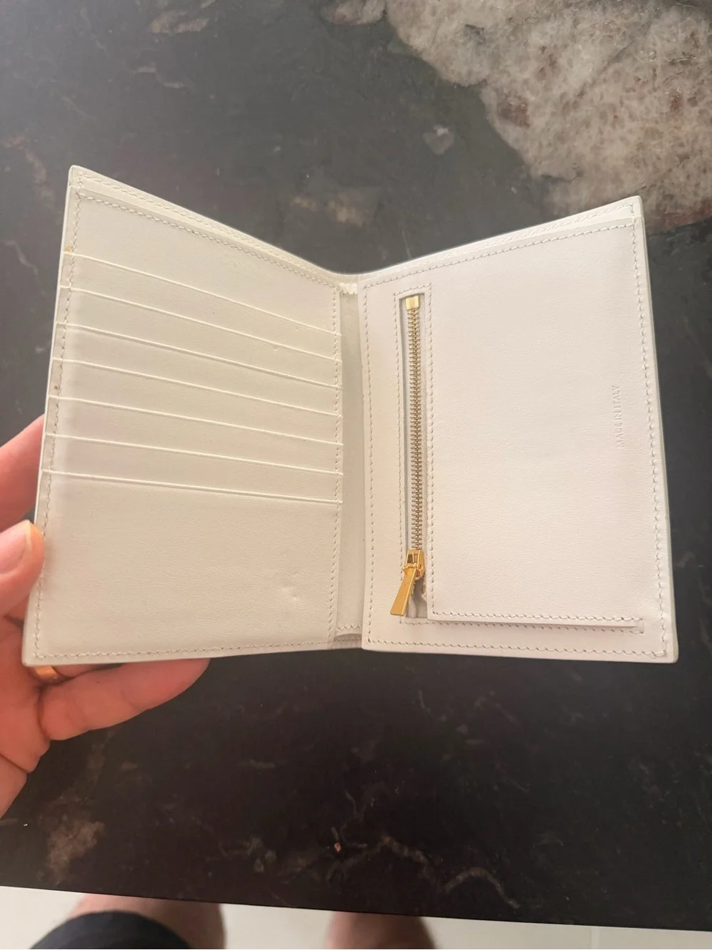 Celine Cream Textured Leather Snap Wallet
